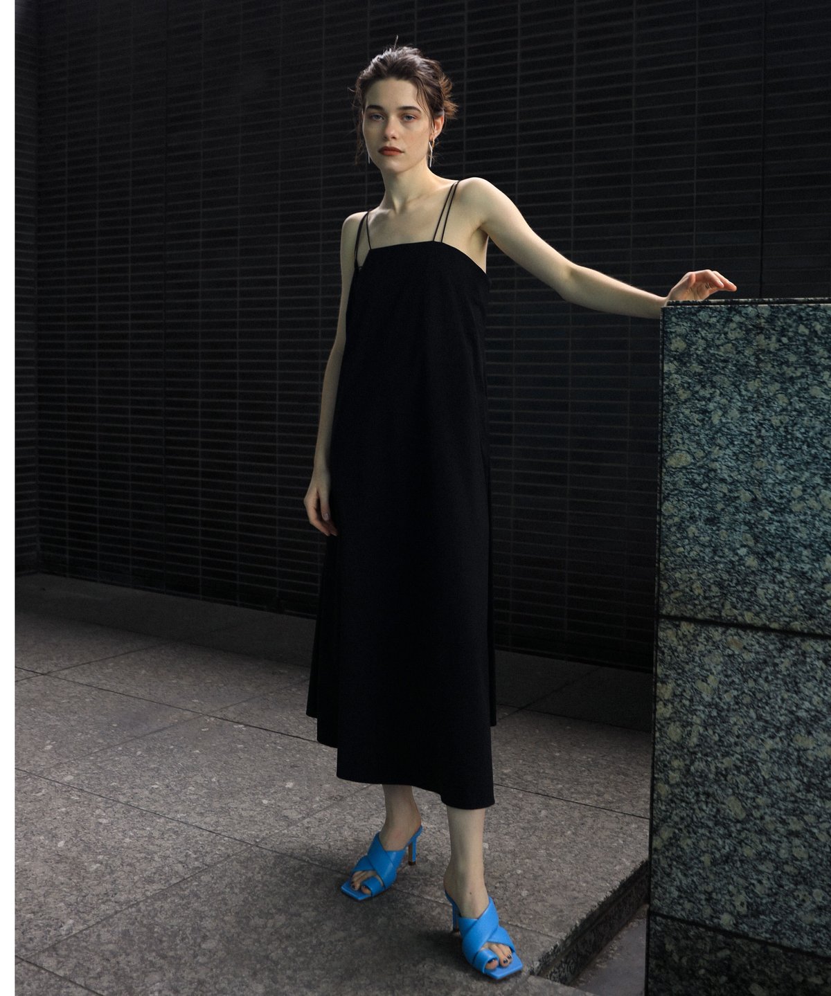 thin strap flare dress | OLNE NUE