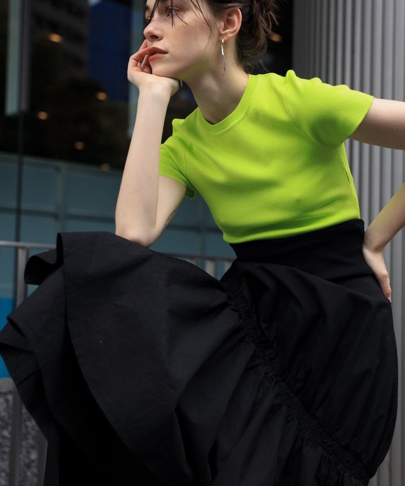 Asymmetry shrring skirt | OLNE NUE Asymmetry shrring skirt | OLNE NUE