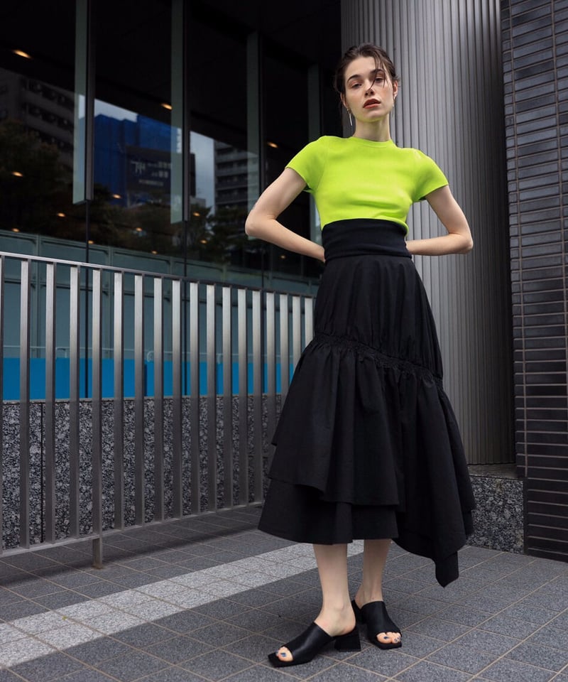 Asymmetry shrring skirt | OLNE NUE Asymmetry shrring skirt | OLNE NUE