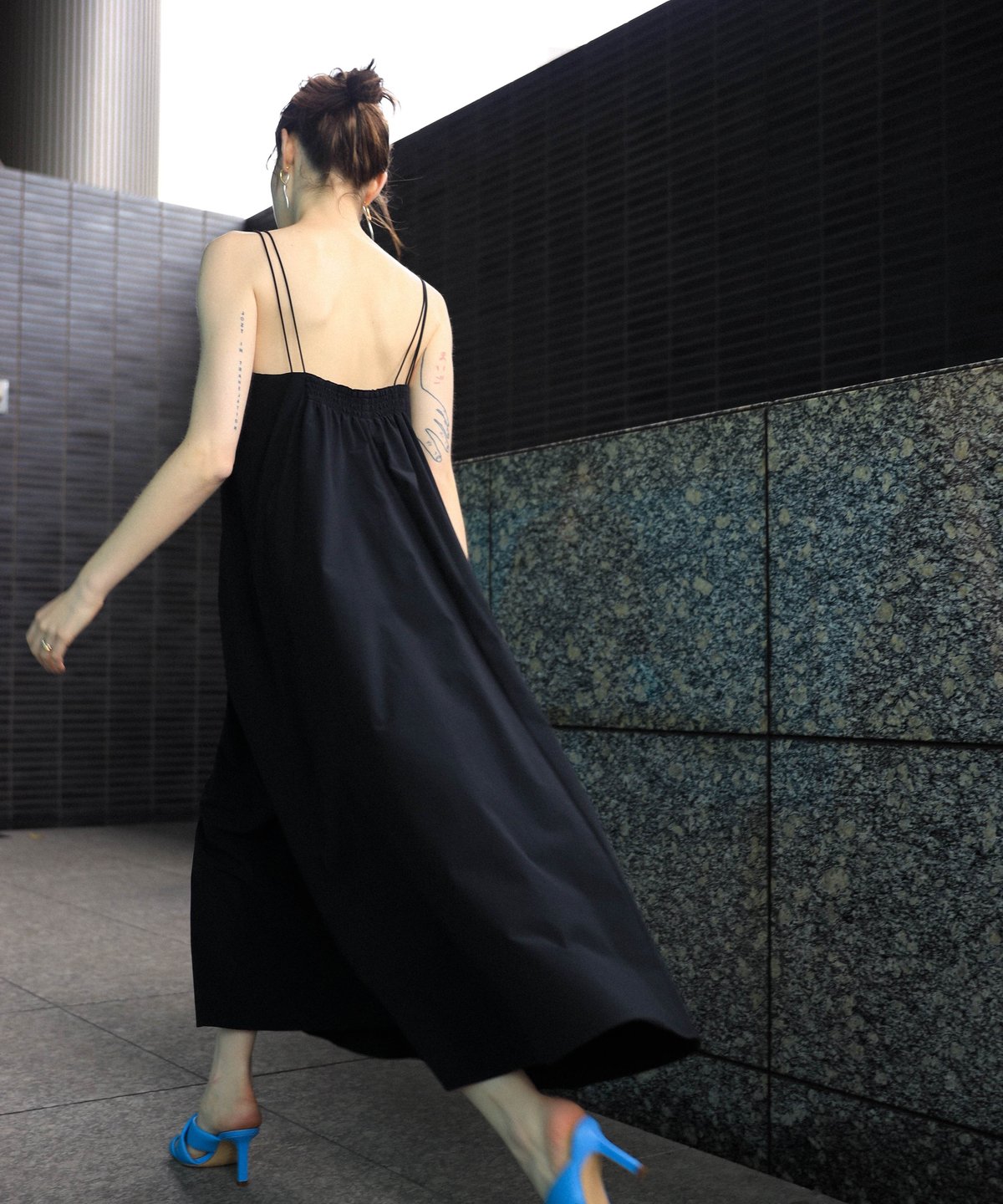 thin strap flare dress | OLNE NUE
