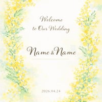 ミモザ 水彩アート ウェルカムボード｜春婚