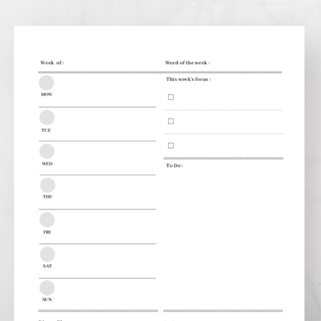 Weekly Planner ウィークリープランナー（１枚タイプ:B）【Mom Life Planner】