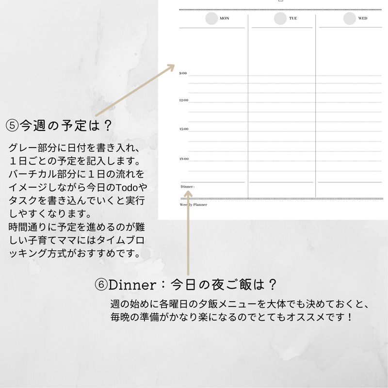 Weekly Planner ウィークリープランナー（2枚タイプ:B）【Mom Life Pl