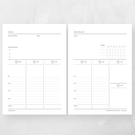 Weekly Planner ウィークリープランナー（2枚タイプ:B）【Mom Life Planner】
