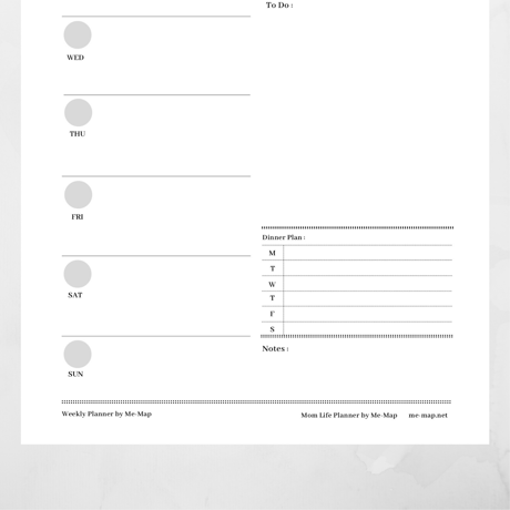 Weekly Planner ウィークリープランナー（１枚タイプ:A）【Mom Life Planner】