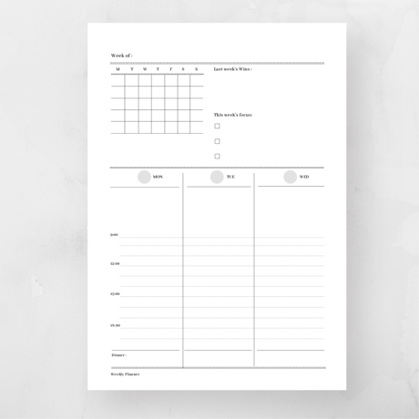 Weekly Planner ウィークリープランナー（2枚タイプ:A）【Mom Life Planner】