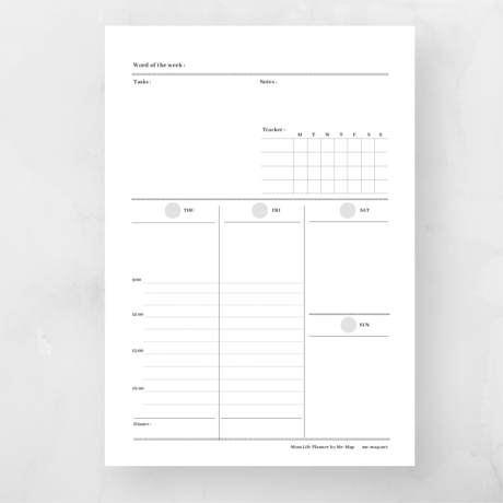 Weekly Planner ウィークリープランナー（2枚タイプ:A）【Mom Life Planner】