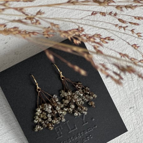 ことり♡.* 14kgfモスアゲートフラワーカービング・フローライトピアス ことり♡.* 様専用14kgfモスアゲートフラワーカービング・フロー