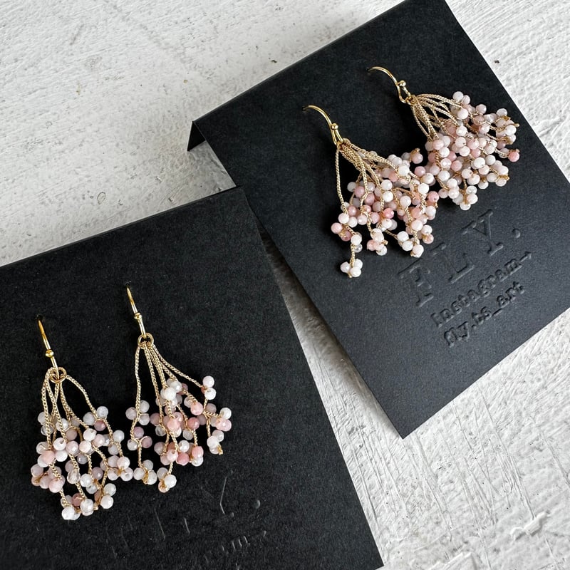 限定＊桜の水滴ピアス、イヤリング。【ピンクオパール】 | FLY