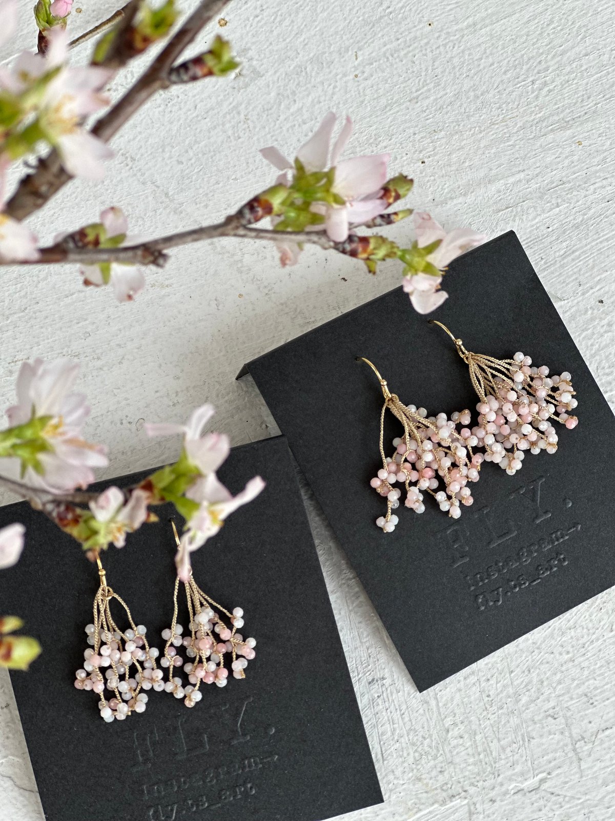 限定＊桜の水滴ピアス、イヤリング。【ピンクオパール】 | FLY