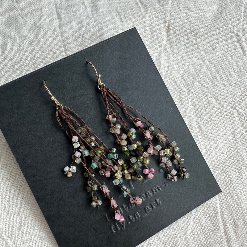 マルチカラートルマリンのシャンデリアピアス 限定 マルチカラー