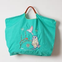 【D. OWL】フクロウ＆Flower ／ L サイズ【Ball & Chain】エコバッグ