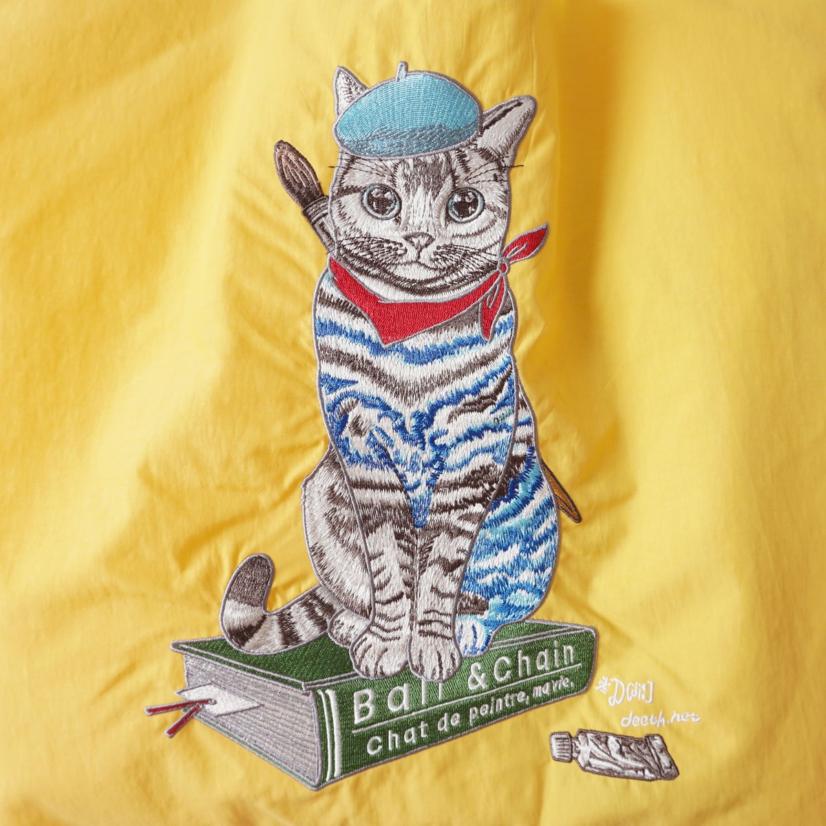 &ellecy アンドエルシー 浮世絵 猫 刺繍 チェック柄 ブルゾン　美品 美品】&ellecy アンドエルシー 浮世絵 猫 刺繍 チェック柄