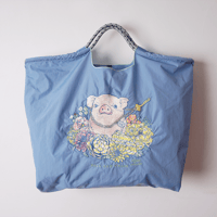 D. PARROT】フラワー＆Parrot ／ Lサイズ【Ball & Chain】エコバッ