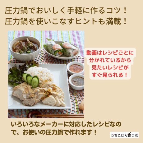 【動画レッスン・レシピ付】圧力鍋でアジアンごはん（全4レシピ）