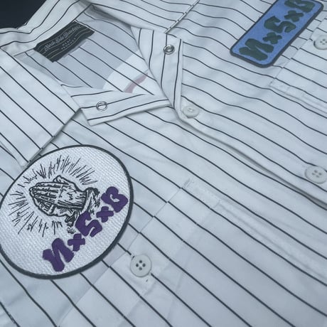 NORTH SIDE BUTCHERS『"MOTTAINAI" REAPER』STRIPE WORKshirt WHITE