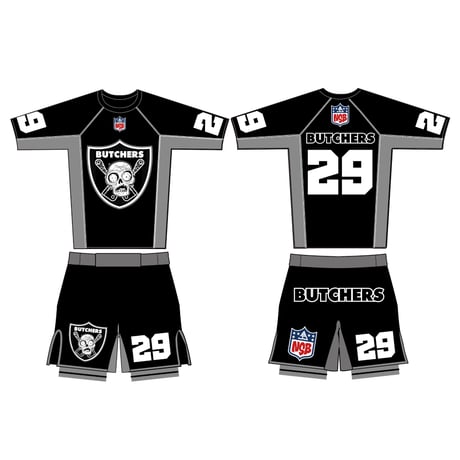 NORTH SIDE BUTCHERS『RAIDERS』RASH GUARD＆FIGHT SHORTS SETUP
