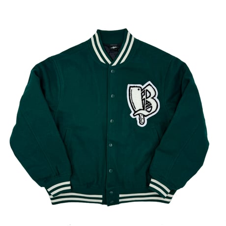 NORTH SIDE BUTCHERS"B" MELTON STADIUM JACKET BILLIARDS GREEN