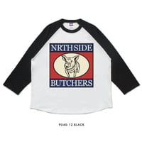 NORTH SIDE BUTCHERS "VICTORY" BASEBALL T-shirt BLACKxWHITE