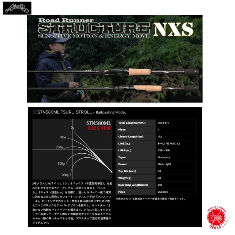 ノリーズ ロードランナー ストラクチャー NXS STN580MLツルストロール
