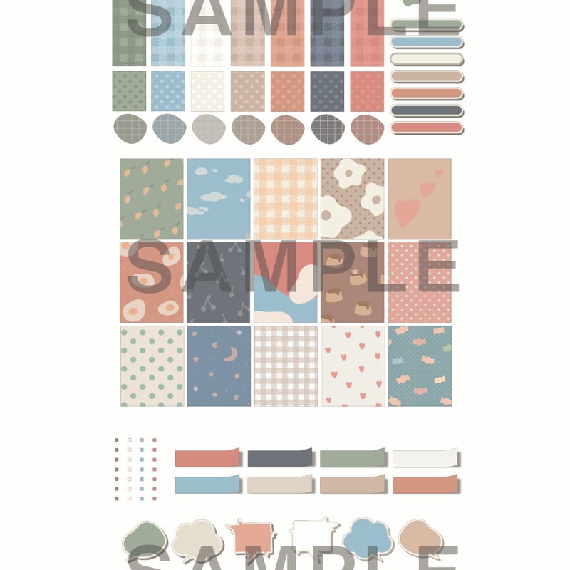 デジタルステッカーセット】くすみパステルカラー93種 | ののじるし