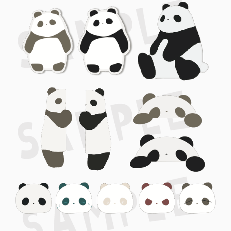 デジタルステッカー】パンダさん36個セット | ののじるし
