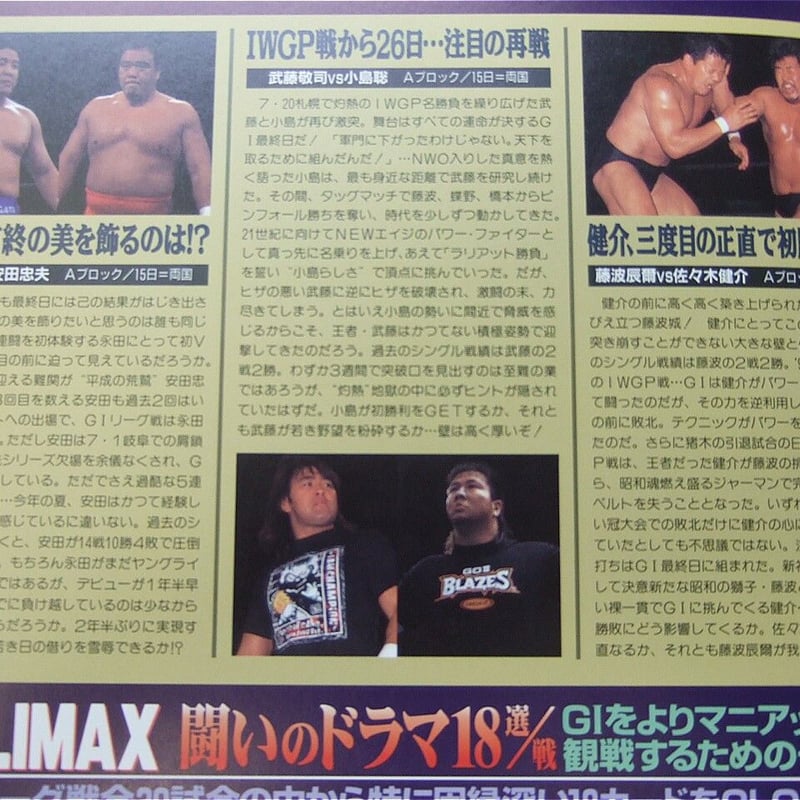 新日本プロレス G1CLIMAX1999大会パンフレット | プロレスショップ