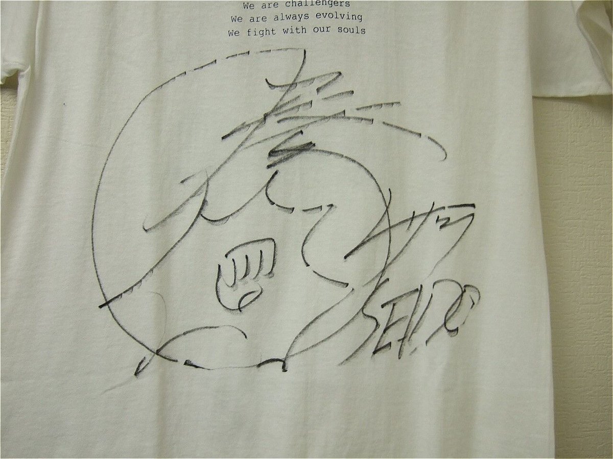 K-1 JAPAN Tシャツ（K-1 GRAND PRIXタグ付き、武蔵直筆サイン入り）S