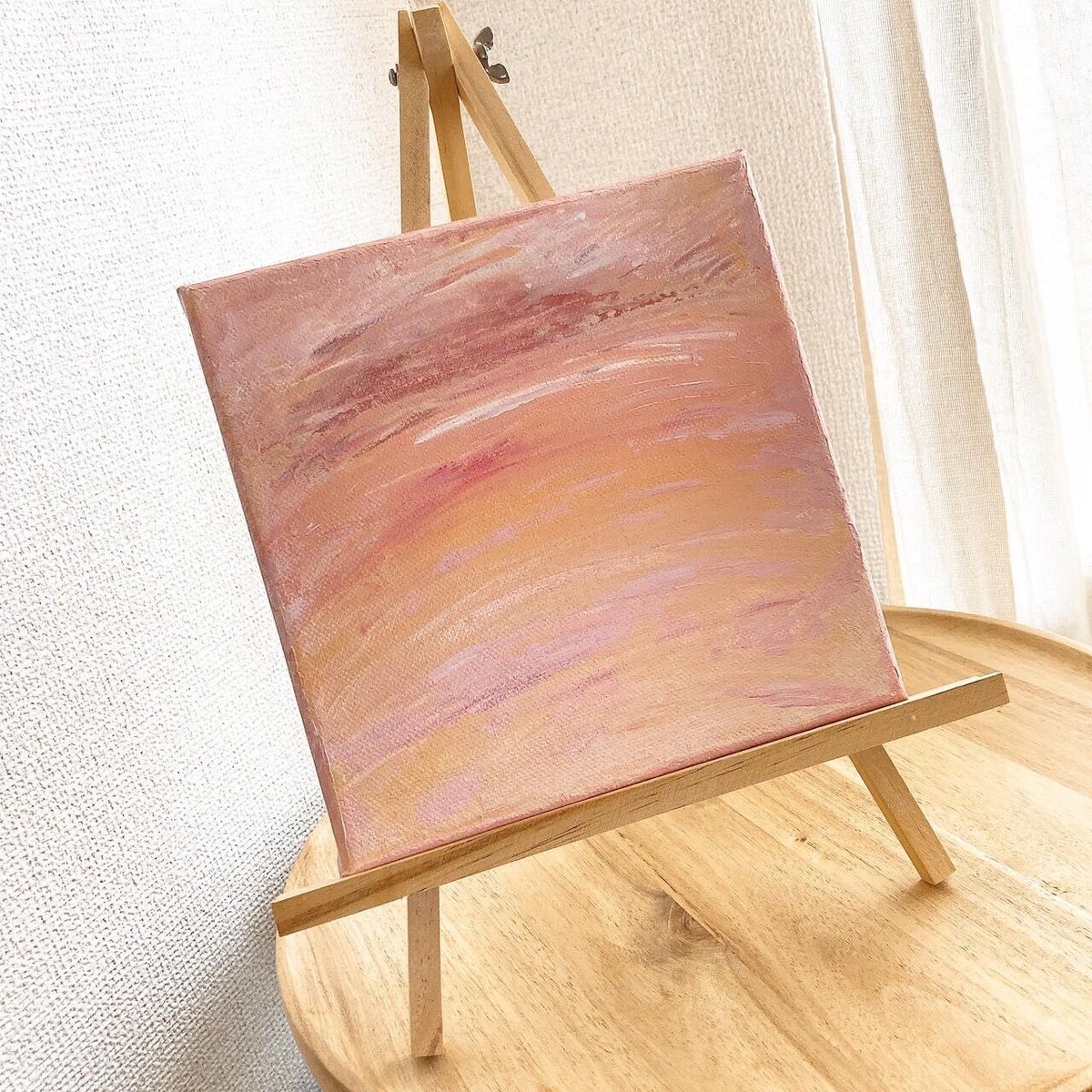 抽象画　タイトル「太陽と滝」 抽象画】空と太陽が混ざった夕陽の色。の絵-sky,sun | CEーart