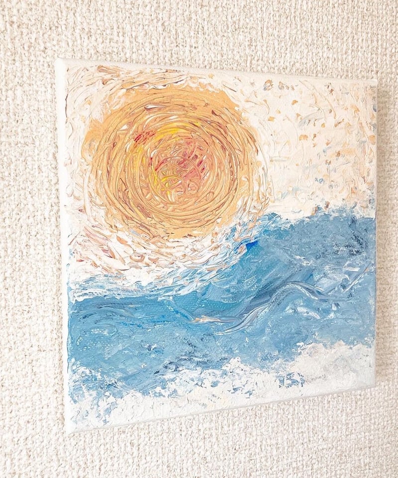 抽象画です 原画 油絵 エッグパズル リンゴとうさぎとたまごのアート 抽象画