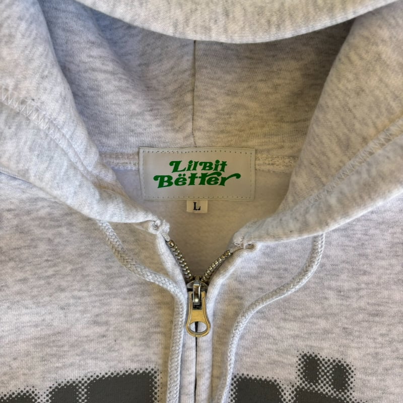 LBB BLUR COLLEGE LOGO ZIP HOODY (ASH x CHARCOAL