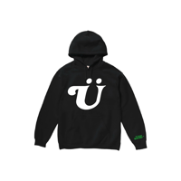 “Ü” SMILE PUFF LOGO HOODY 　  (BLACK x WHITE)