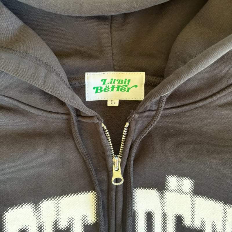 LBB BLUR COLLEGE LOGO ZIP HOODY (BLACK x WHITE)