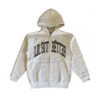 Ü” SMILE PUFF LOGO HOODY (ASH x BLACK) | Lil B
