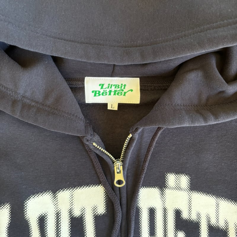 LBB BLUR COLLEGE LOGO ZIP HOODY (NAVY x WHITE)