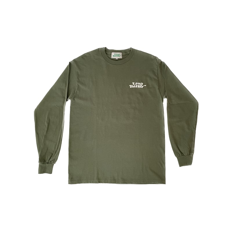 LBB PUFF LOGO L/S TEE (MILITARY GREEN x WHITE)