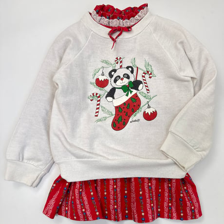 Vintage Christmas panda raglansweat 100
