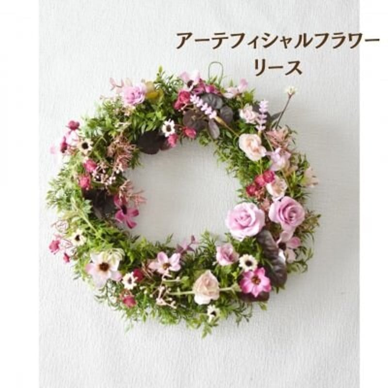 1点物・アーティフィシャルフラワーリース/ホワイト系 | favori-m,s STORE