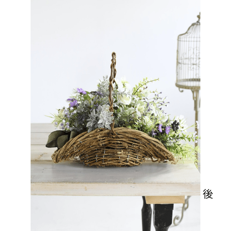 造花】季節のお花のおまかせアレンジ／バスケット(大)アーティ