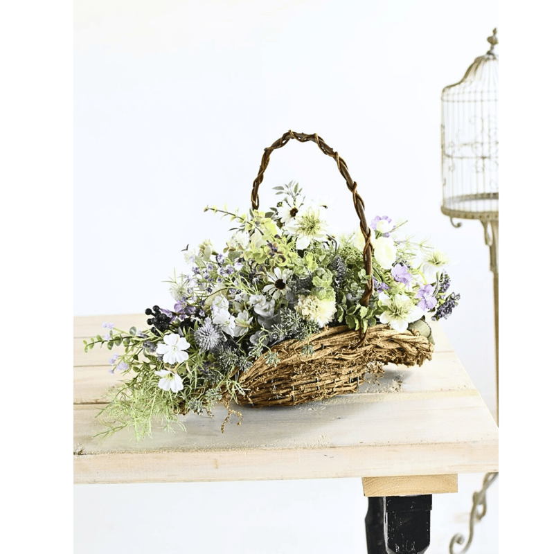 造花】季節のお花のおまかせアレンジ／バスケット(大)アーティ