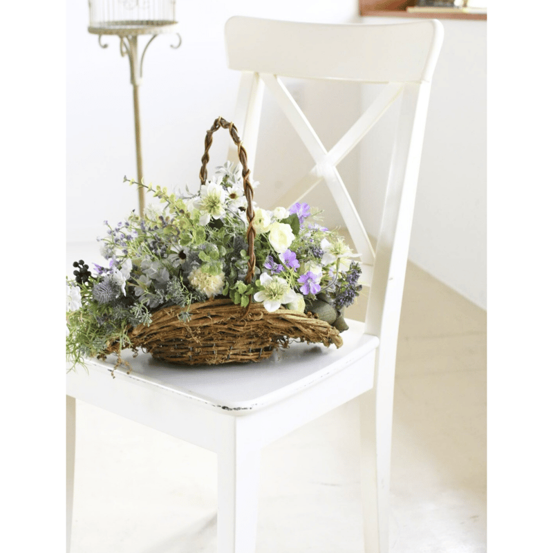 造花】季節のお花のおまかせアレンジ／バスケット(大)アーティ