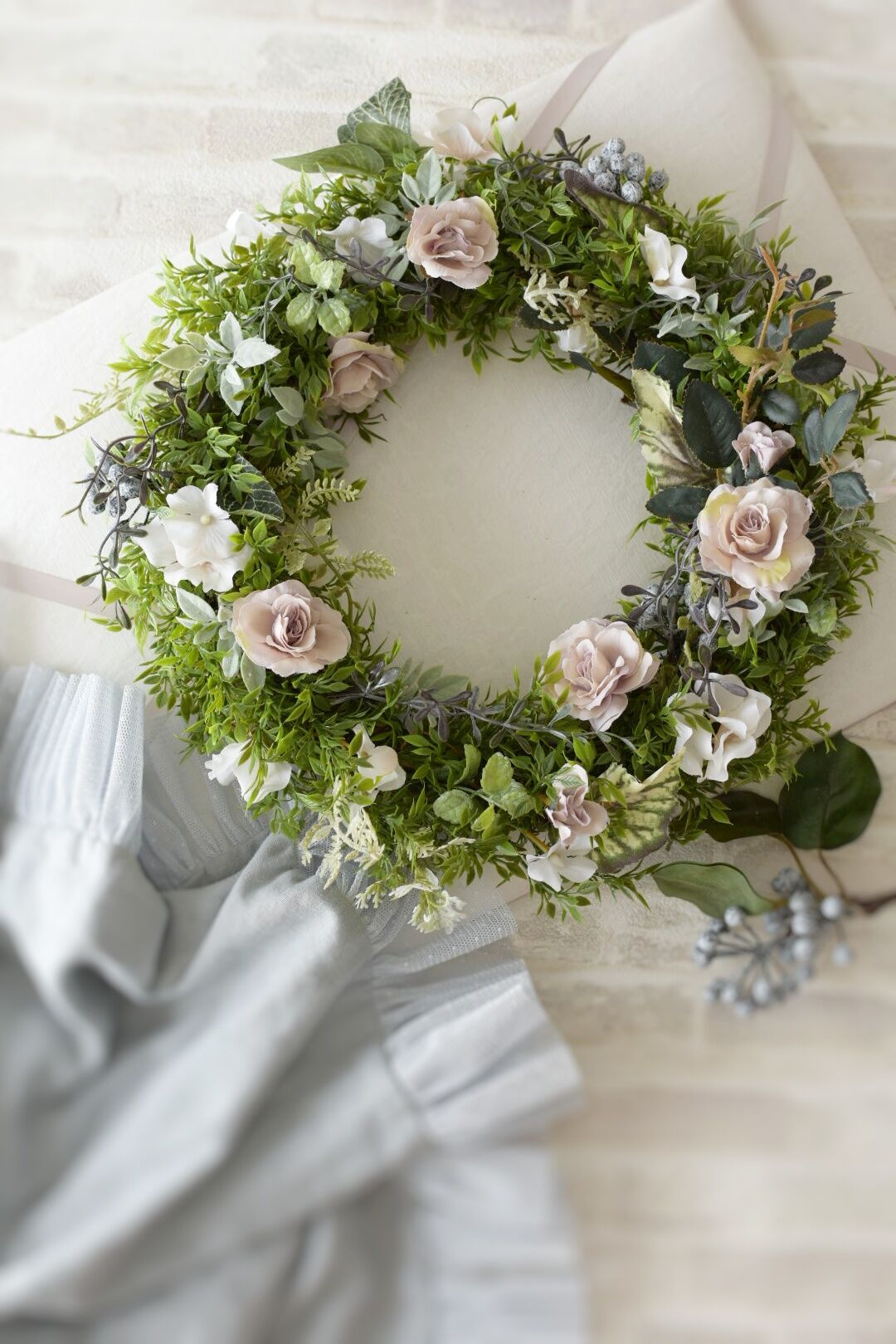 ◯専用ページです◯アーティフィシャルフラワーリース 1点物・アーティフィシャルフラワーリース／シャビーベージュ系