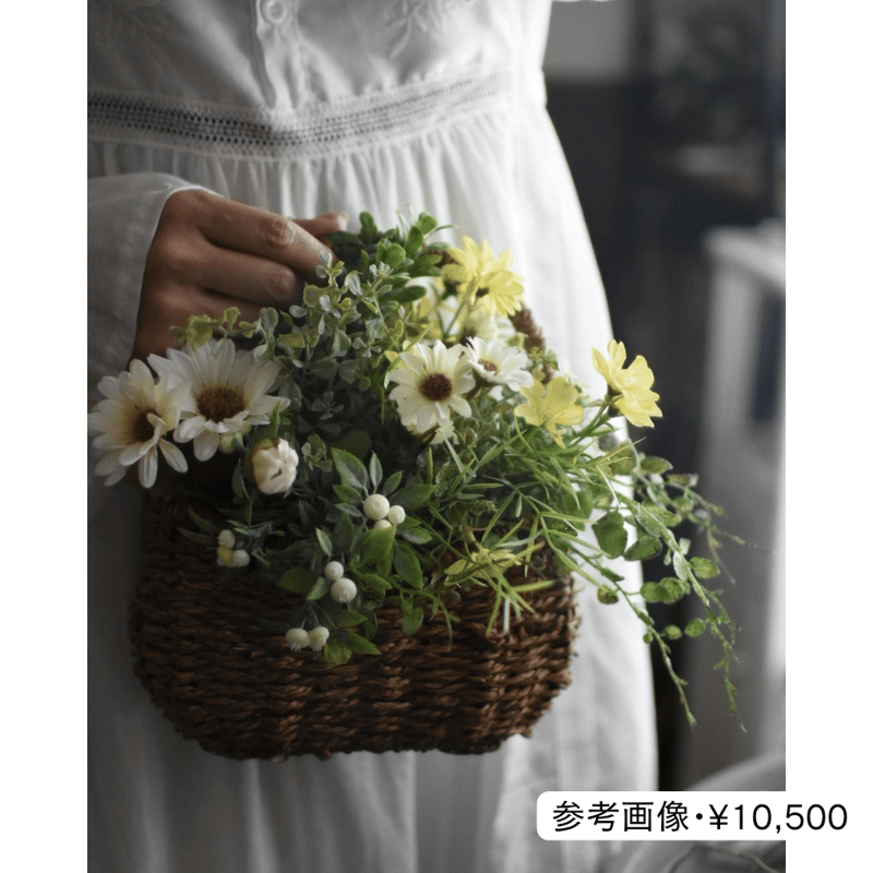造花】季節のお花でおまかせアレンジ/バスケット(中)・アーティ