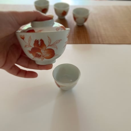 赤絵蓋碗茶杯セット