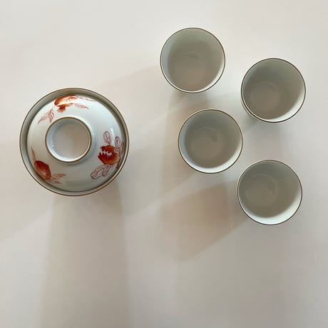 赤絵蓋碗茶杯セット