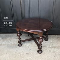 【イギリス】アンティーク 木製 ブルボーズレッグ ローテーブル  AN4-2-9
