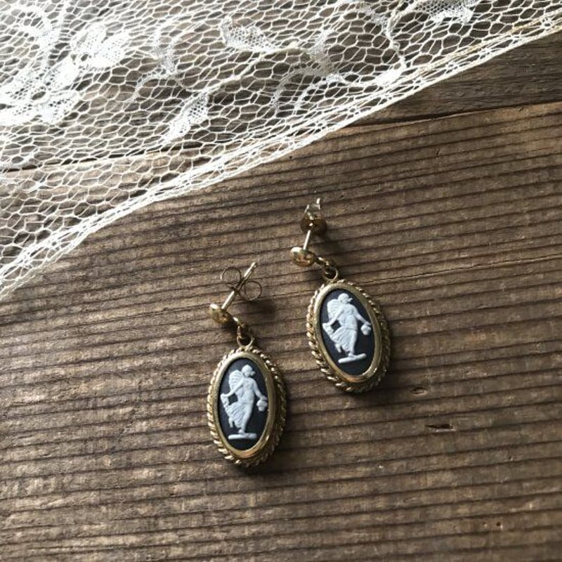WEDGEWOOD ウェッジウッド ヴィンテージピアス ジャスパー 箱付 WEDGWOOD 】ウェッジウッド ジャスパー アクセサリー ピアス