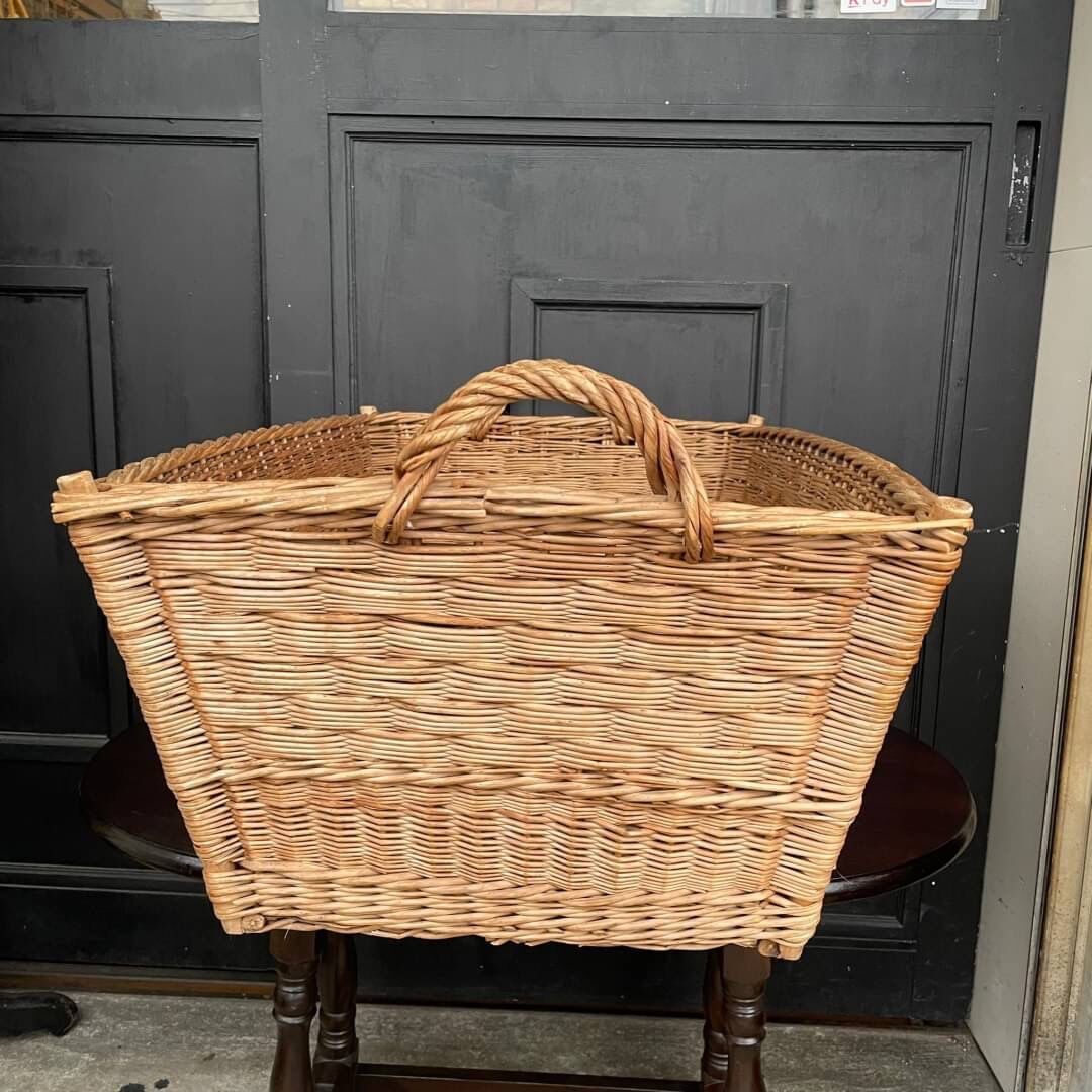 本物イギリスアンティークバスケット　レアミニ　花モチーフ 本物イギリスアンティークバスケット レアミニ 花モチーフ