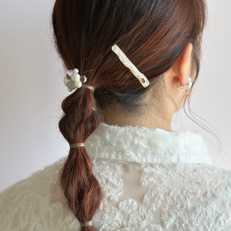 new【ヘアクリップ】ホワイト×パール | MINMI