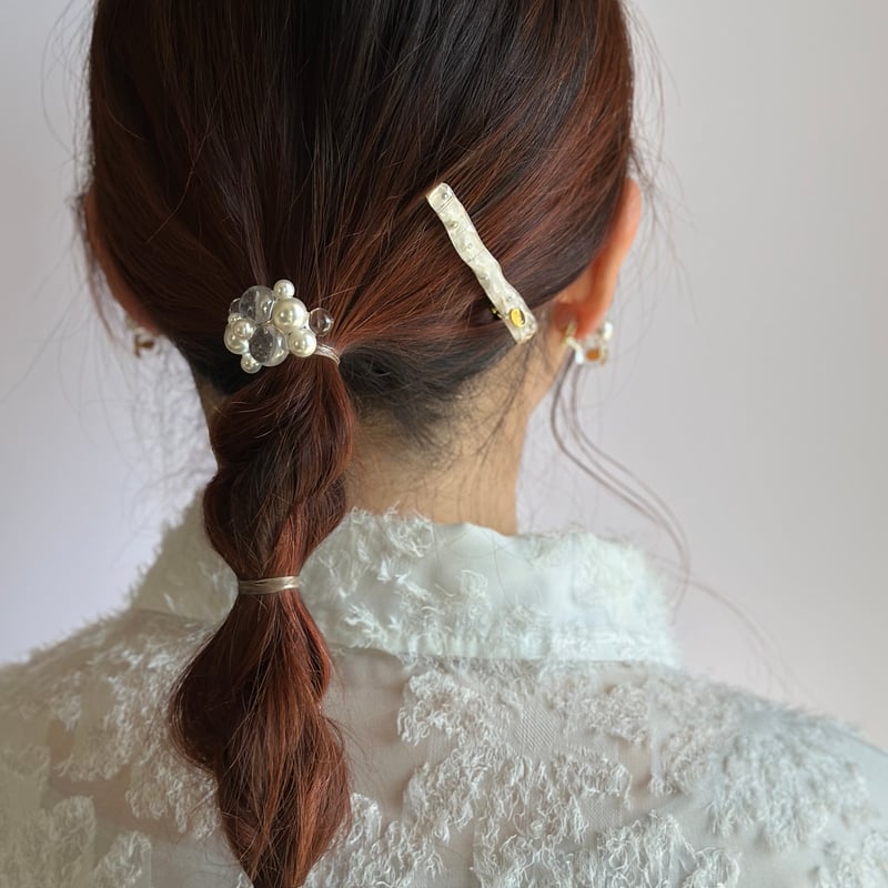 new【ヘアクリップ】ホワイト×パール | MINMI